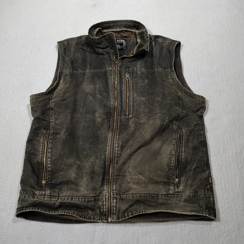 Kuhl Burr Vest Mens XL Brown Vintage Patina Dye Cotton Canvas Workwear 1042